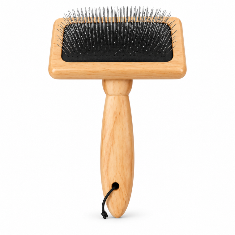 Wooden pet slicker brush