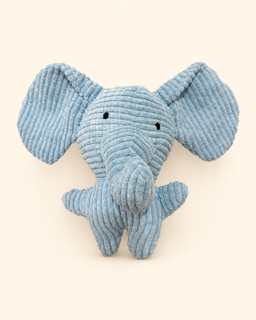 Checkered Squeaky Plush Dog Toy – Blue Elephant