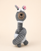 Checkered Squeaky Plush Dog Toy – Gray Rabbit