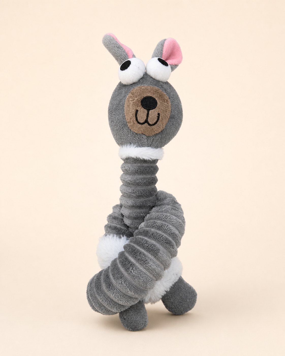 Checkered Squeaky Plush Dog Toy – Gray Rabbit