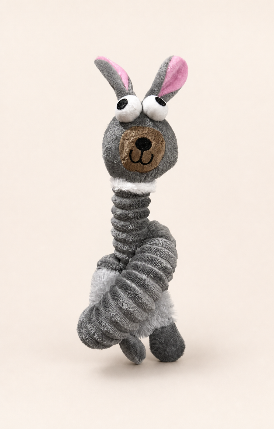 Checkered Squeaky Plush Dog Toy – Gray Rabbit