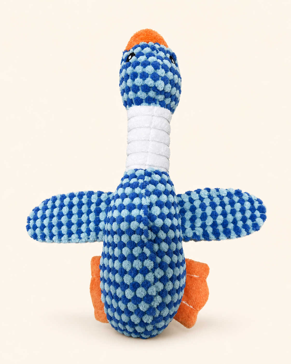 Checkered Squeaky Plush Dog Toy – Blue Duck