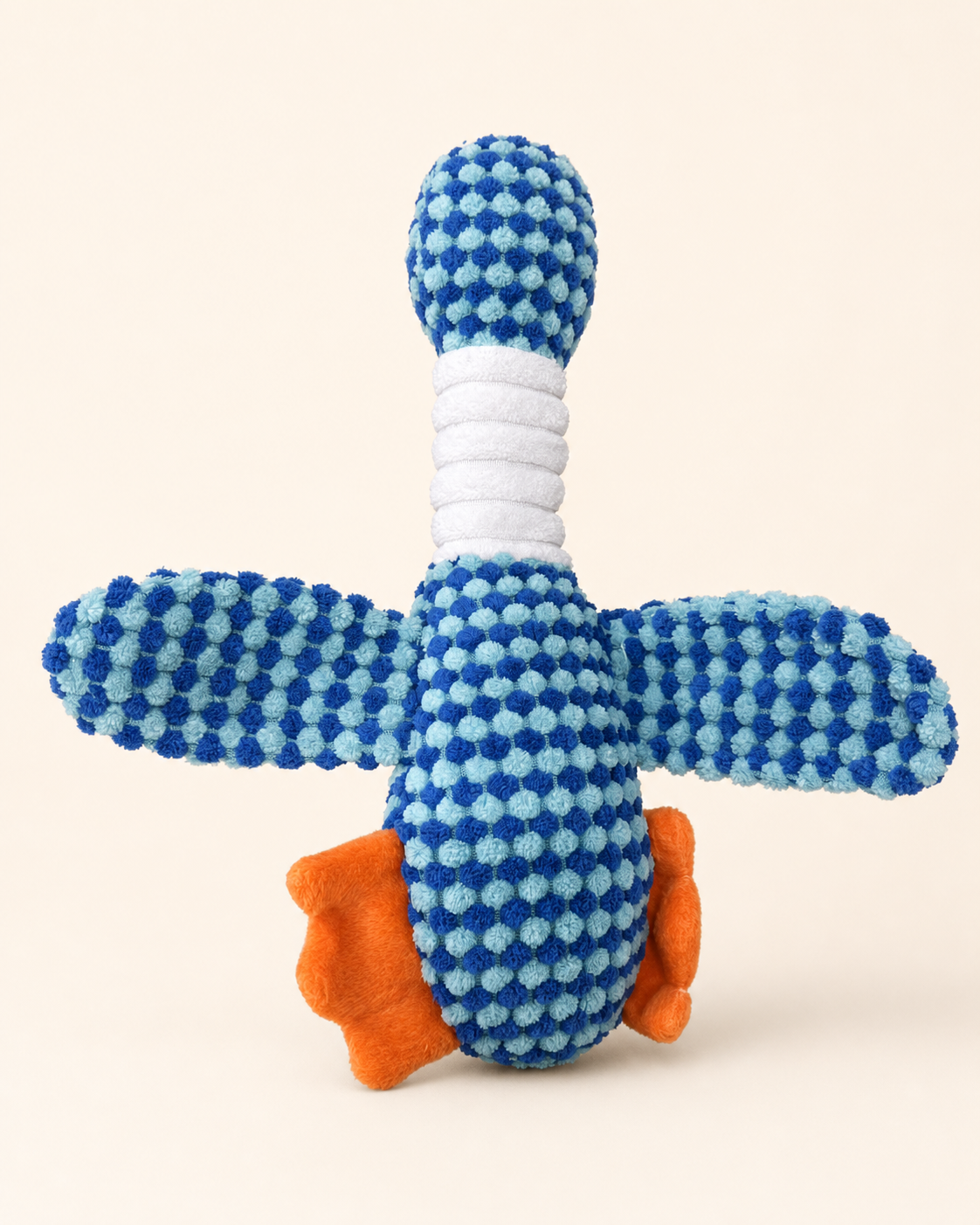 Checkered Squeaky Plush Dog Toy – Blue Duck