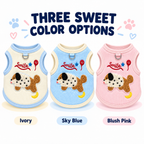Ivory, sky blue and blush pink embroidered pet vest colors
