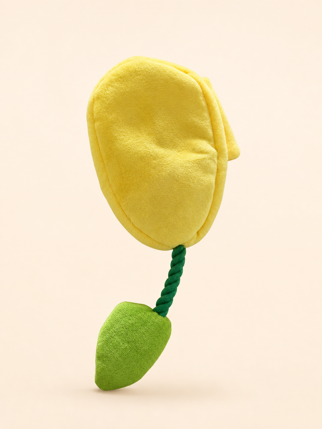 Back view of the interactive pea pod squeaky treat-hiding pet toy