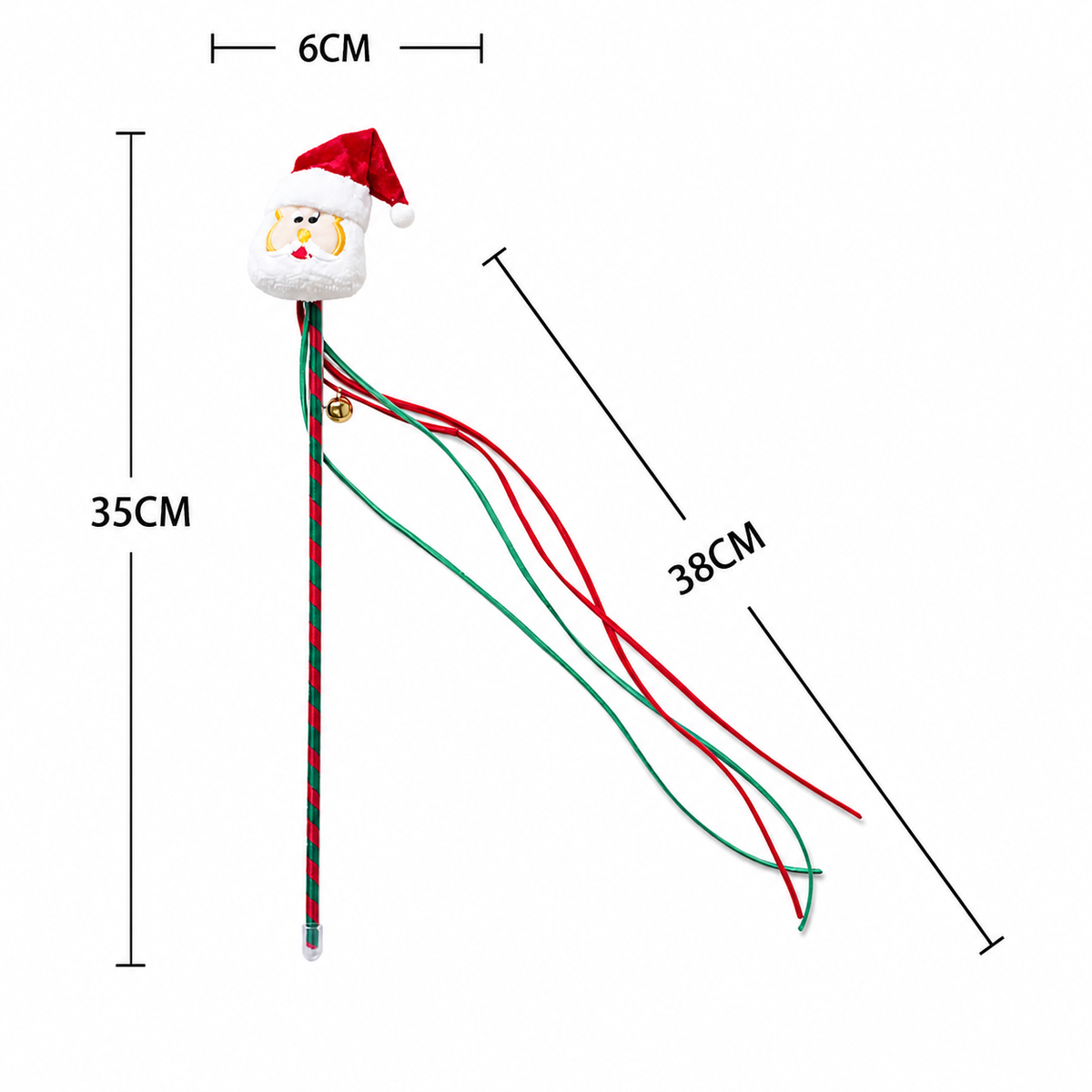 Santa Claus Ribbon Cat Teaser Wand