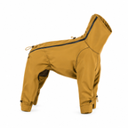 Mustard waterproof outdoor dog rain jacket with full-body coverage